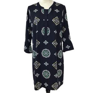 Crown & Ivy Medallion Bell Sleeve Tunic Shift Dress Size 12